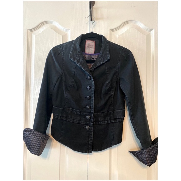 Free People distressed black jacket size 2 - Picture 1 of 14